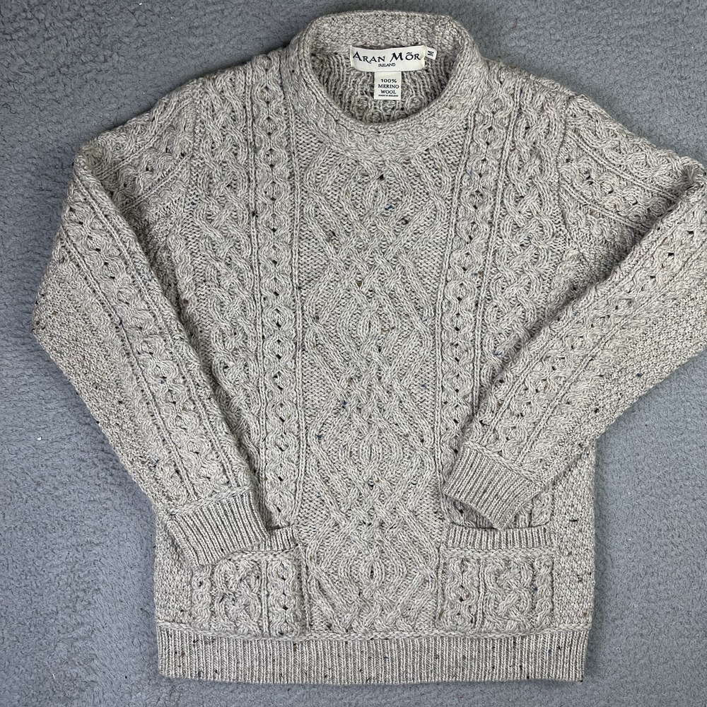Aran Mor Ireland Sweater Thick Cable Knit 100% Merino Wool Women's M